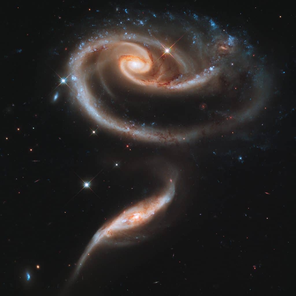 Arp 273, the “Rose” – Hubble Space Telescope Galaxy Image