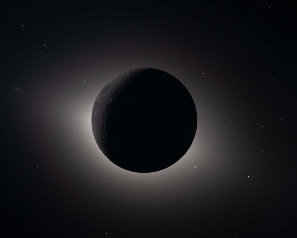 Artemis II solar eclipse over the Moon during lunar flyby